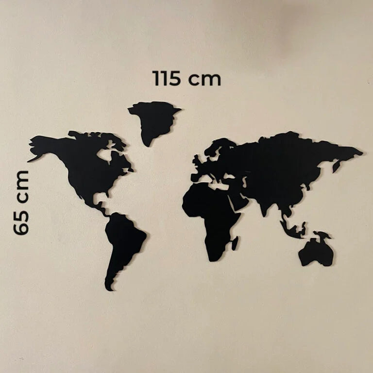 Carte du monde 7 continents – MDF 115mx65 cm