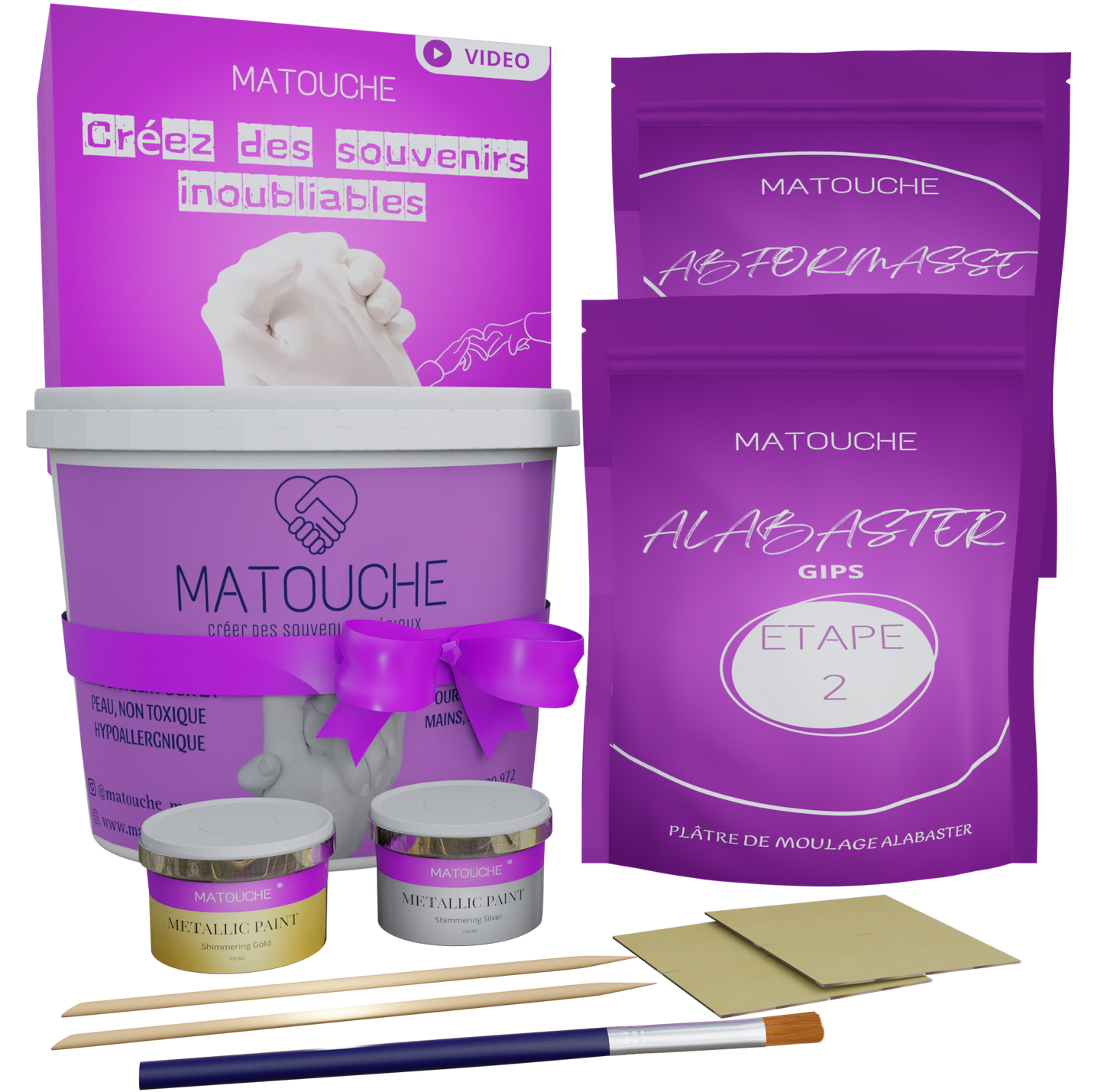 Matouche ® Kit d'empreintes de main pour couples